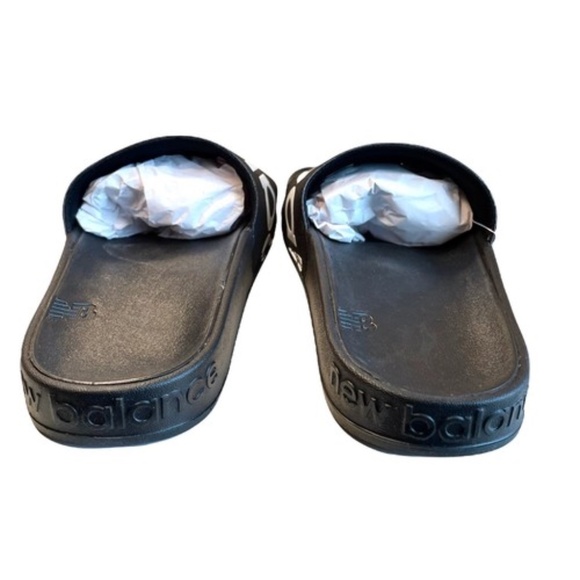 New Balance Mens Slides Size 12 Black White Logo Sandals - Picture 7 of 9